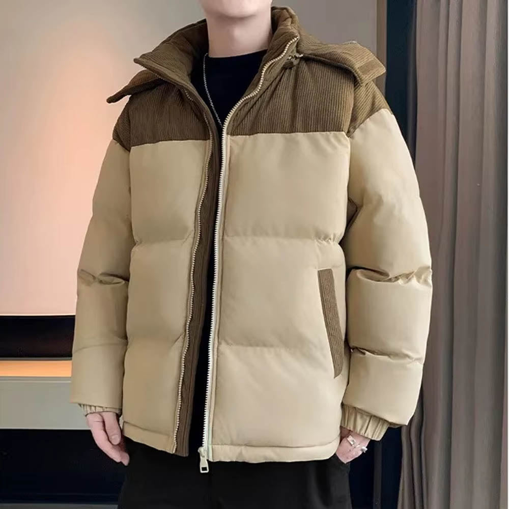 Kurtka pikowana męska z kapturem – pełny zamek błyskawiczny, izolacyjny komfort i praktyczny krój