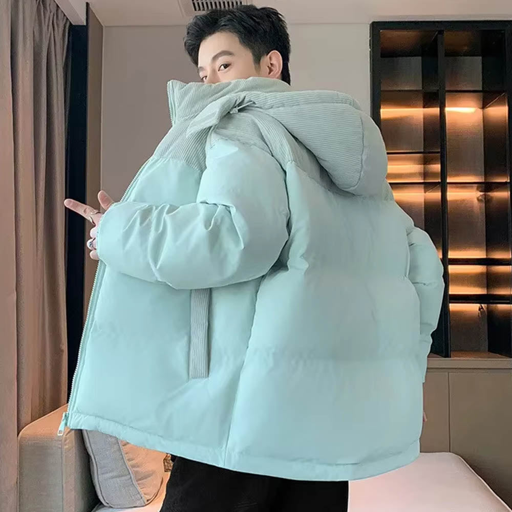 Kurtka pikowana męska z kapturem – pełny zamek błyskawiczny, izolacyjny komfort i praktyczny krój