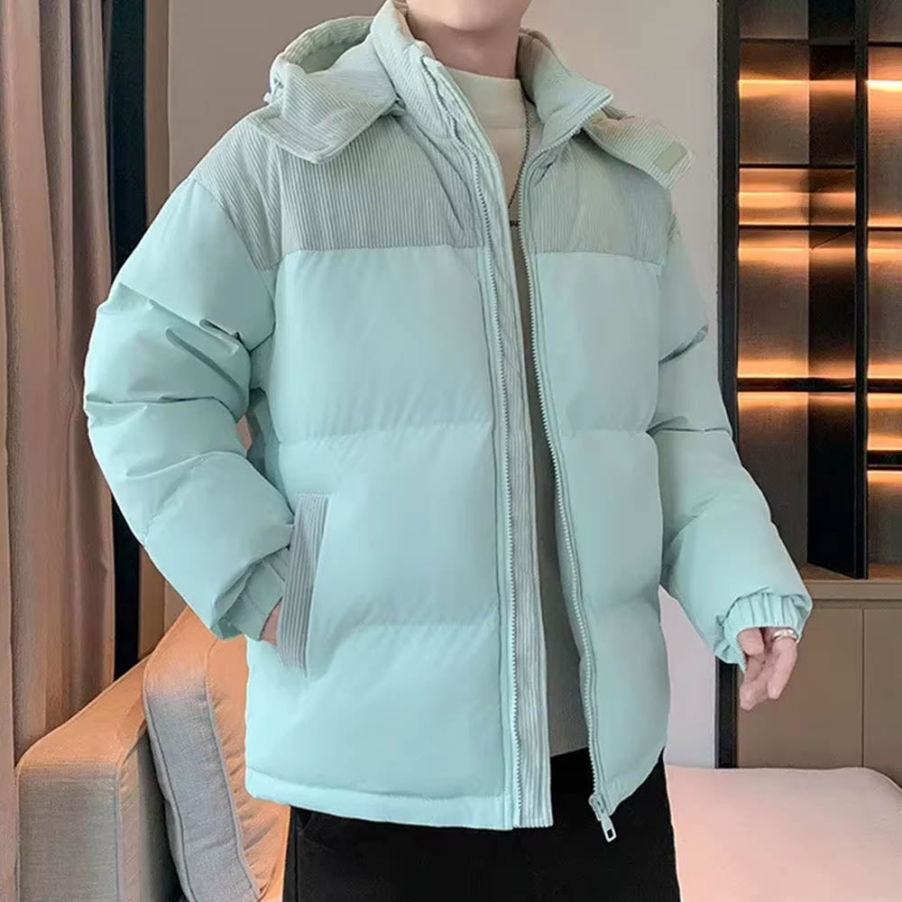 Kurtka pikowana męska z kapturem – pełny zamek błyskawiczny, izolacyjny komfort i praktyczny krój