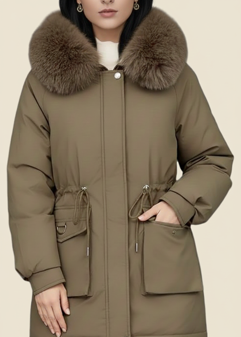 Belise Abrigo de Invierno para Mujer – Chaqueta Acolchada Elegante con Cuello Desmontable y Cintura Ajustable