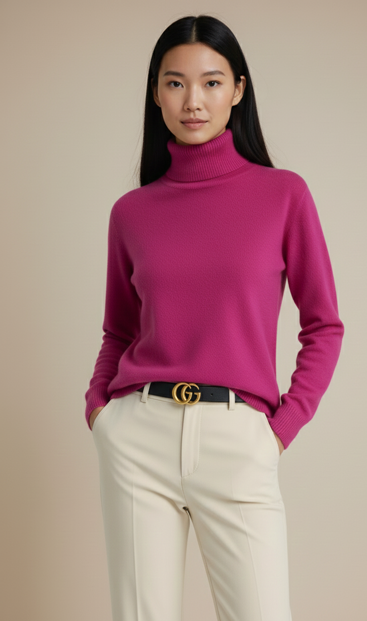 Claudine Pull Col Roulé Femme – Pull Tricoté Luxe à Col Haut avec Maille Douce et Coupe Intemporelle