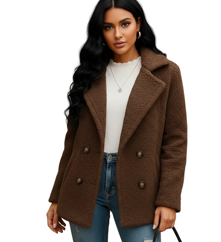 Noora Kurze Damenjacke – Eleganter Taillierter Mantel mit Klassischem Knopfverschluss