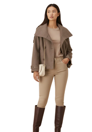 Claud Women's Short Winter Jacket – Elegant Coat with High Collar and Double Breasted Closure