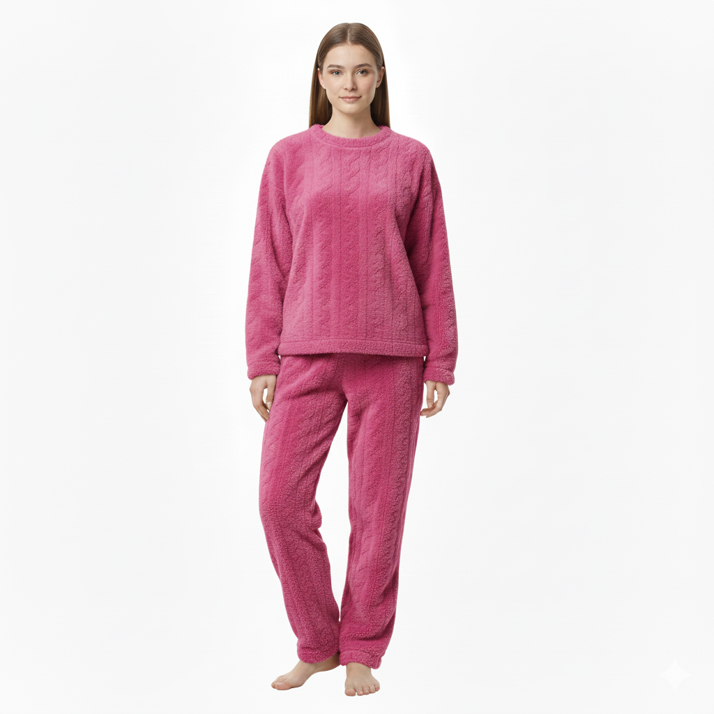 Jheyda WinterSoft Unisex-Fleece-Pyjama Koralle – Warmes und Weiches Set für Winter & Entspannung