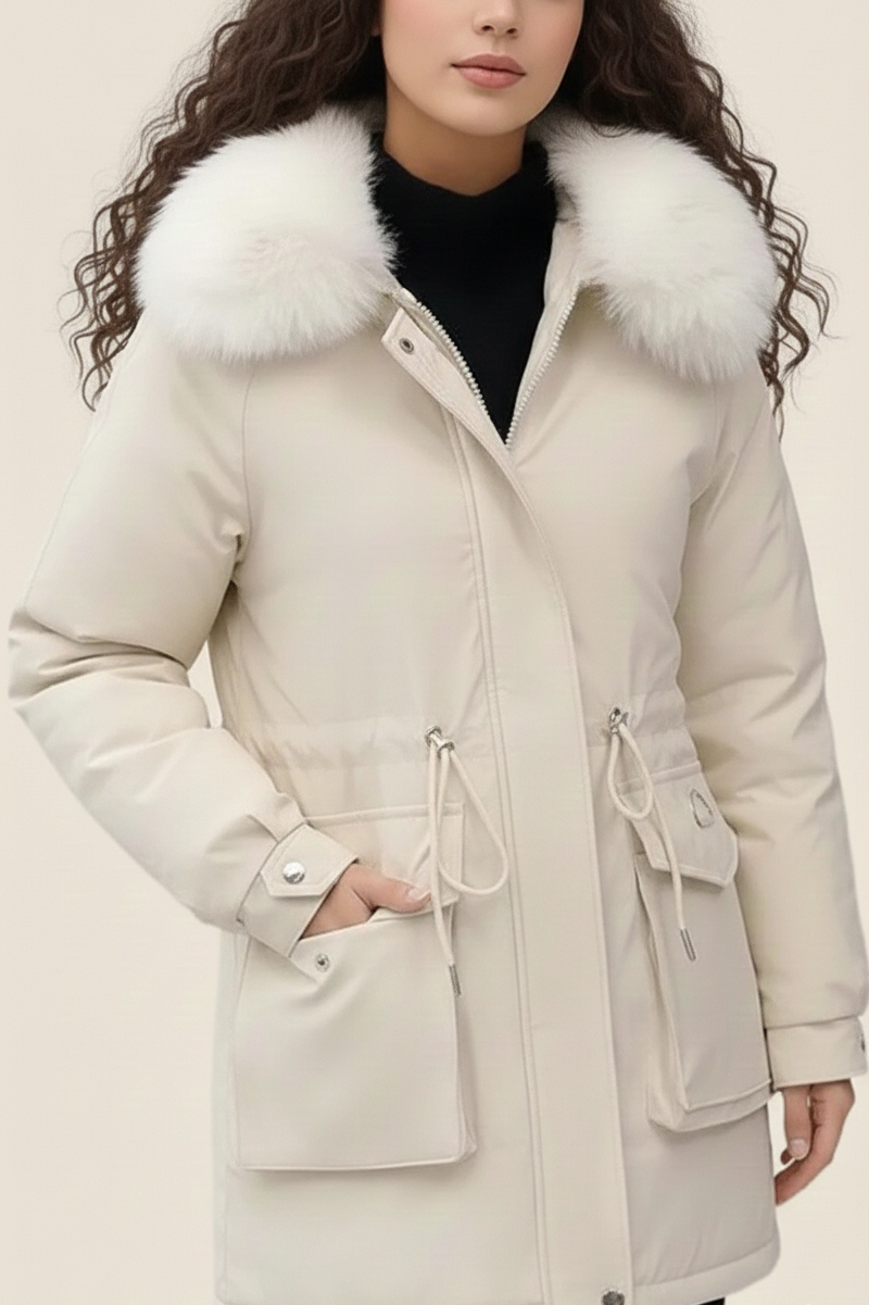 Belise Abrigo de Invierno para Mujer – Chaqueta Acolchada Elegante con Cuello Desmontable y Cintura Ajustable