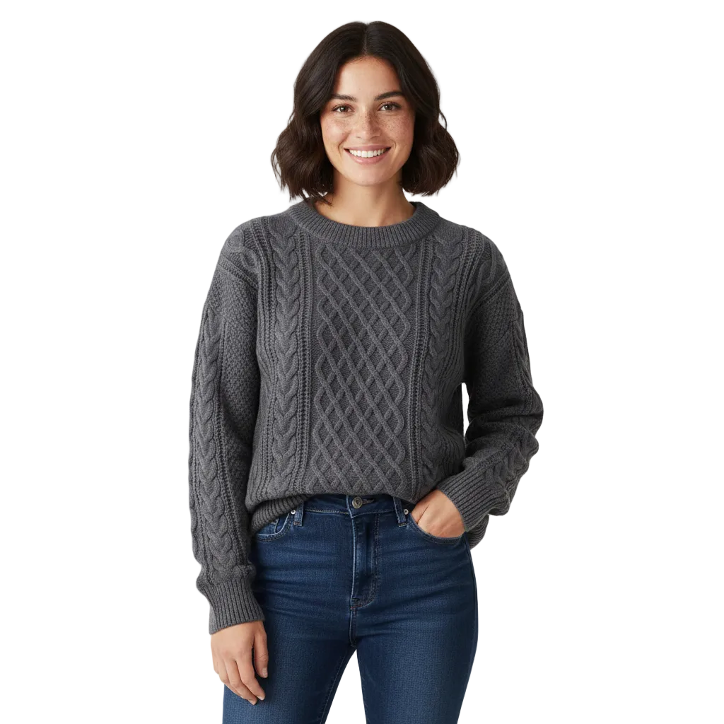 Avey Sudadera Unisex – Tejido Suave con Patrón de Trenza, Cuello Redondo y Corte Cómodo