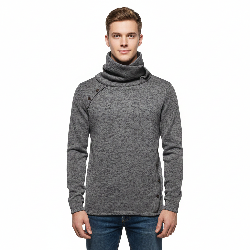 Lure Pull Homme à Col Montant – Maille Chaude Regular Fit pour Automne & Hiver