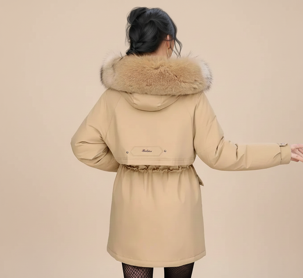 Belise Abrigo de Invierno para Mujer – Chaqueta Acolchada Elegante con Cuello Desmontable y Cintura Ajustable