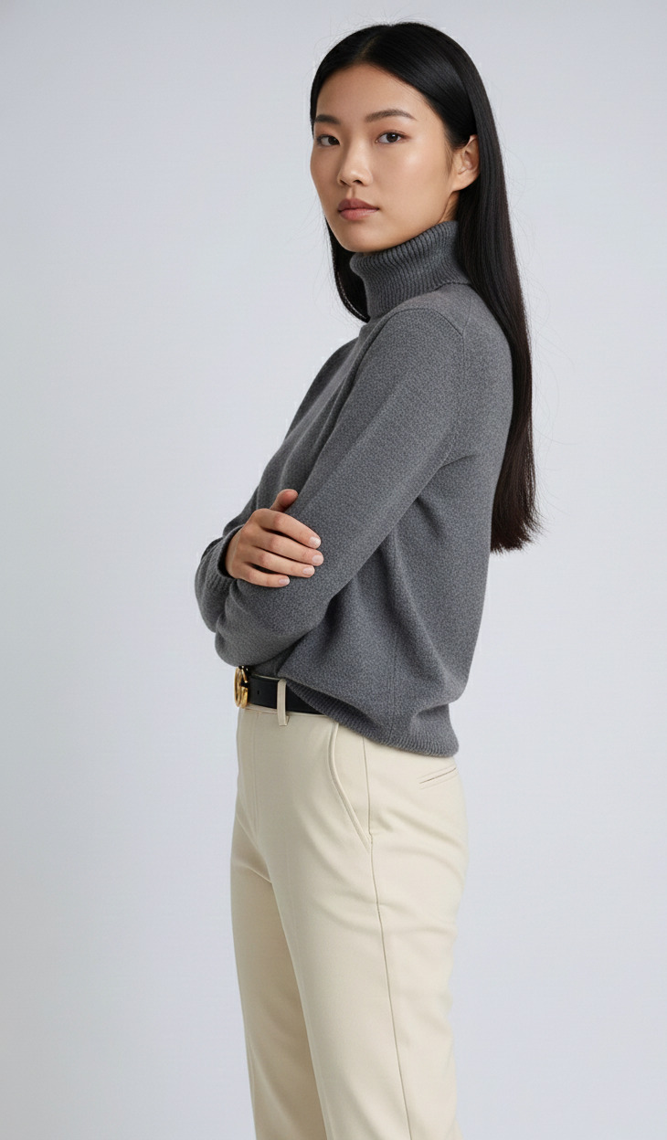 Claudine Pull Col Roulé Femme – Pull Tricoté Luxe à Col Haut avec Maille Douce et Coupe Intemporelle