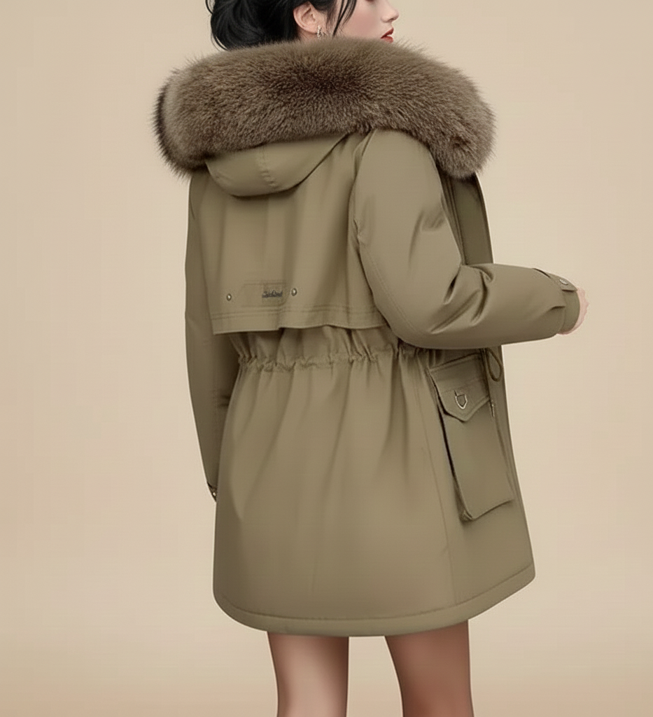 Belise Abrigo de Invierno para Mujer – Chaqueta Acolchada Elegante con Cuello Desmontable y Cintura Ajustable