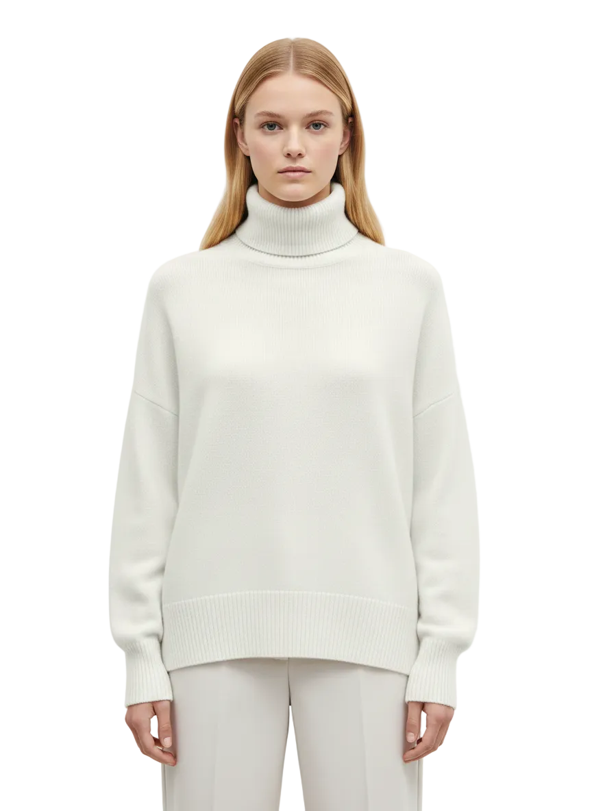 Clara Pull Col Oversize Femme – Tricot Chaud en Mélange Laine Mérinos Style Vintage