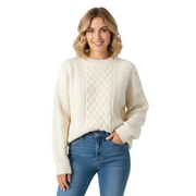 Avey Sudadera Unisex – Tejido Suave con Patrón de Trenza, Cuello Redondo y Corte Cómodo