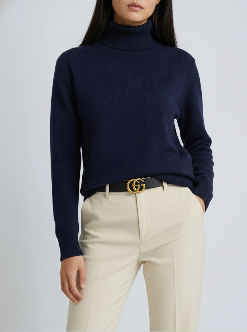 Claudine Pull Col Roulé Femme – Pull Tricoté Luxe à Col Haut avec Maille Douce et Coupe Intemporelle
