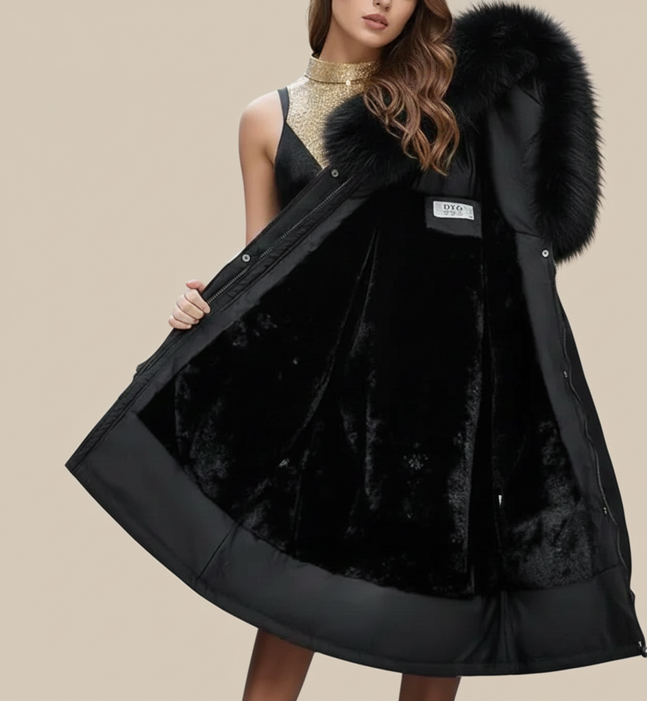 Belise Abrigo de Invierno para Mujer – Chaqueta Acolchada Elegante con Cuello Desmontable y Cintura Ajustable