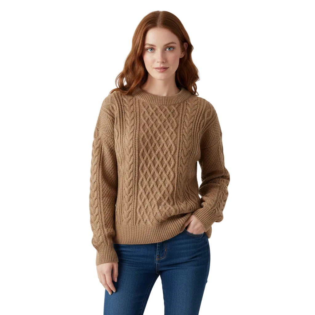 Avey Sudadera Unisex – Tejido Suave con Patrón de Trenza, Cuello Redondo y Corte Cómodo