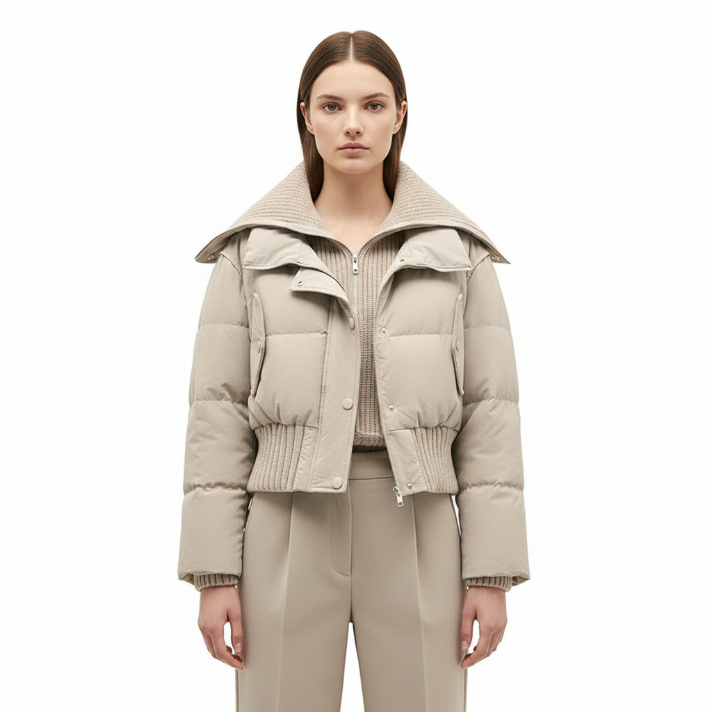 Luna Doudoune Femme Oversize – Veste Matelassée Légère avec Col Montant pour Automne & Hiver