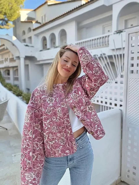 Typhaine Veste Femme – Élégante Veste Fleurie Chic & Polyvalente pour Toutes Occasions