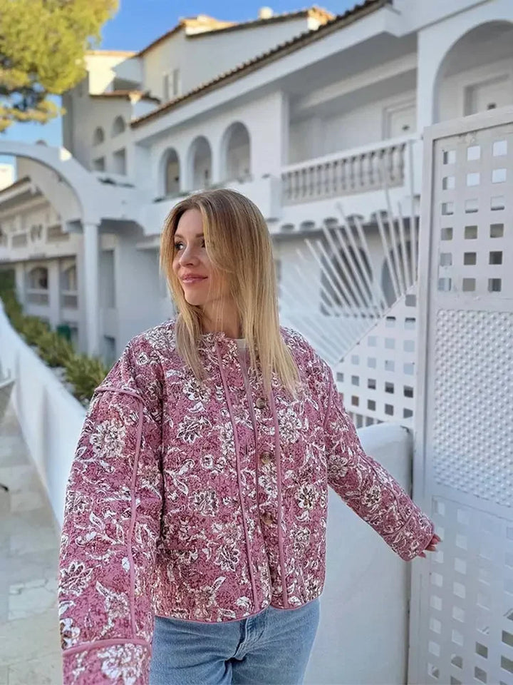 Typhaine Veste Femme – Élégante Veste Fleurie Chic & Polyvalente pour Toutes Occasions