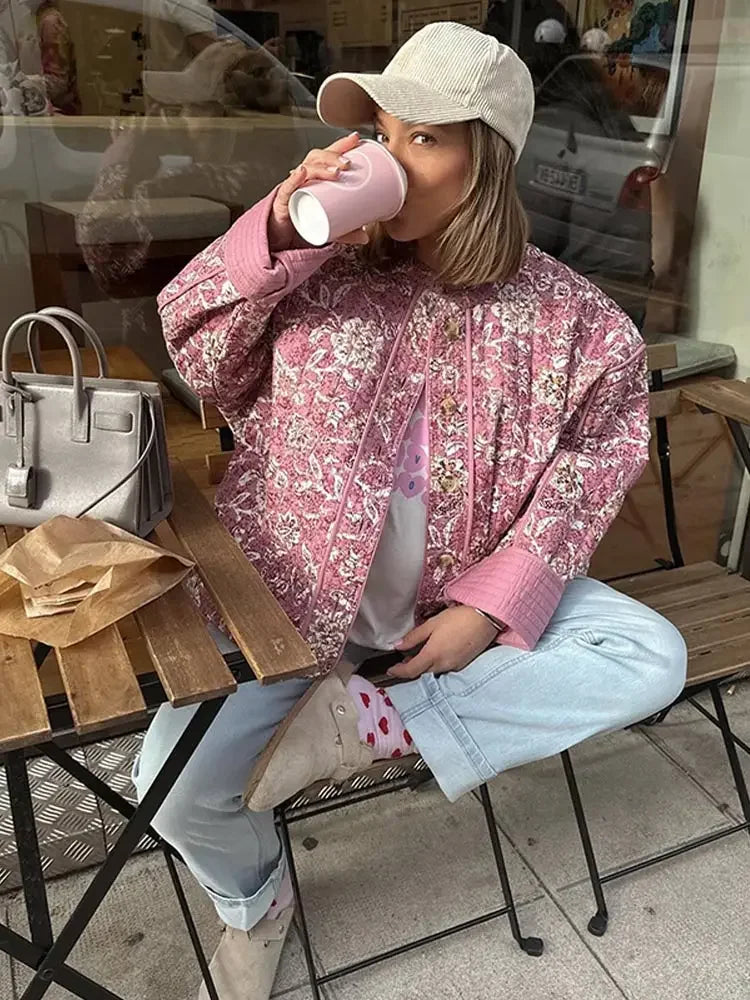 Typhaine Veste Femme – Élégante Veste Fleurie Chic & Polyvalente pour Toutes Occasions
