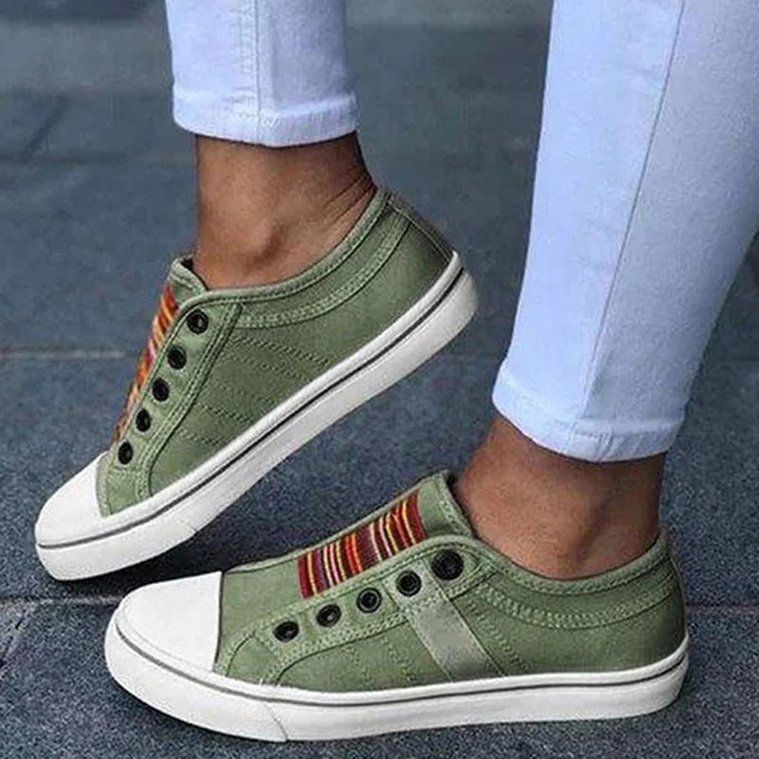 Sneaker da donna Nerissa senza lacci - Sneaker con strisce colorate con suola comoda