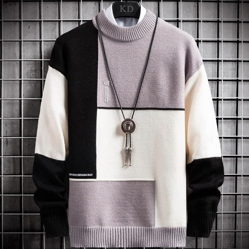 Daniel Pull Patchwork Homme – Design Original, Tricot Chaleureux & Coupe Décontractée