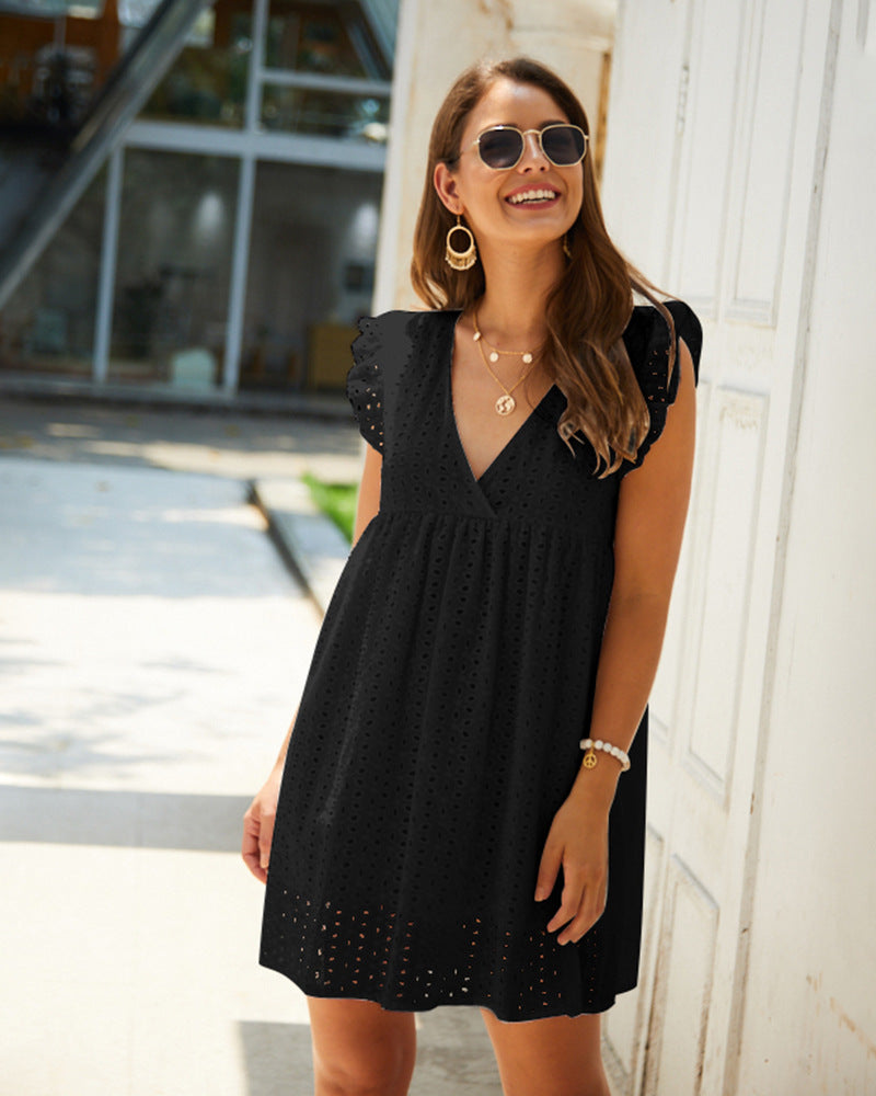 Sage Robe Courte Femme – Robe d’Été Brodée avec Coupe Légère & Style Romantique