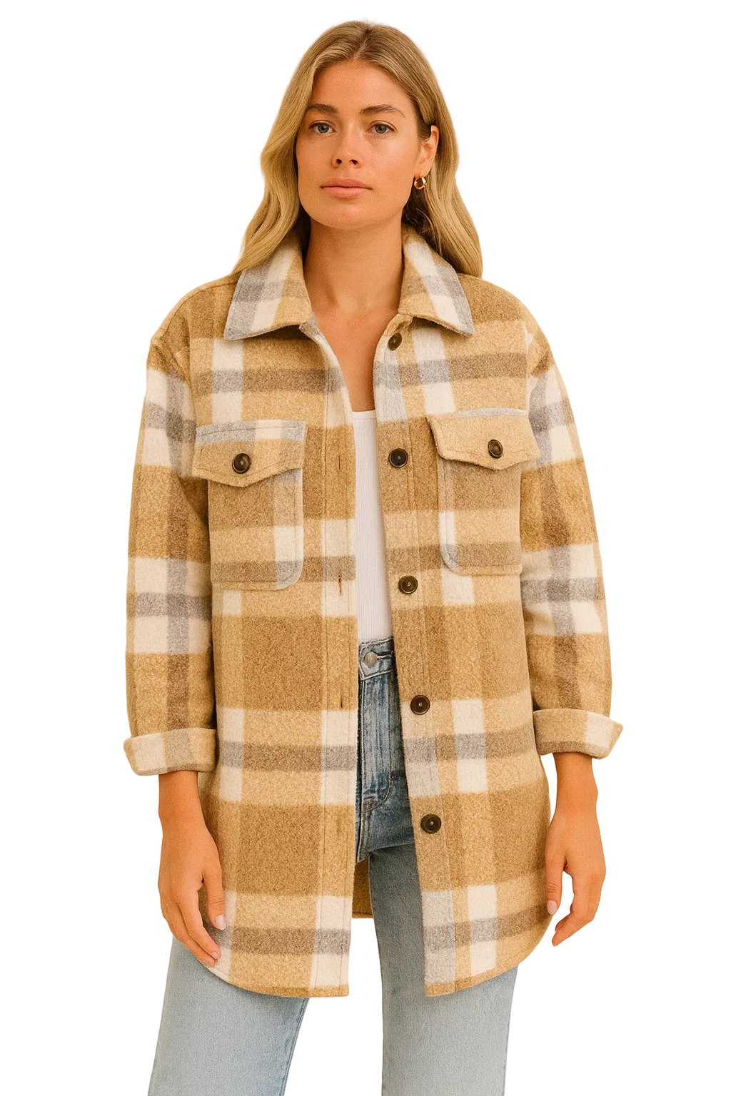 Olga Women's Checkered Overshirt – Relaxed Fit & Versatile Style