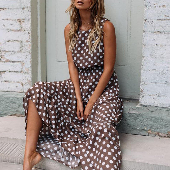 Elise Robe Maxi Femme – Imprimé Pois Unique, Tissu de Qualité & Coupe Flottante