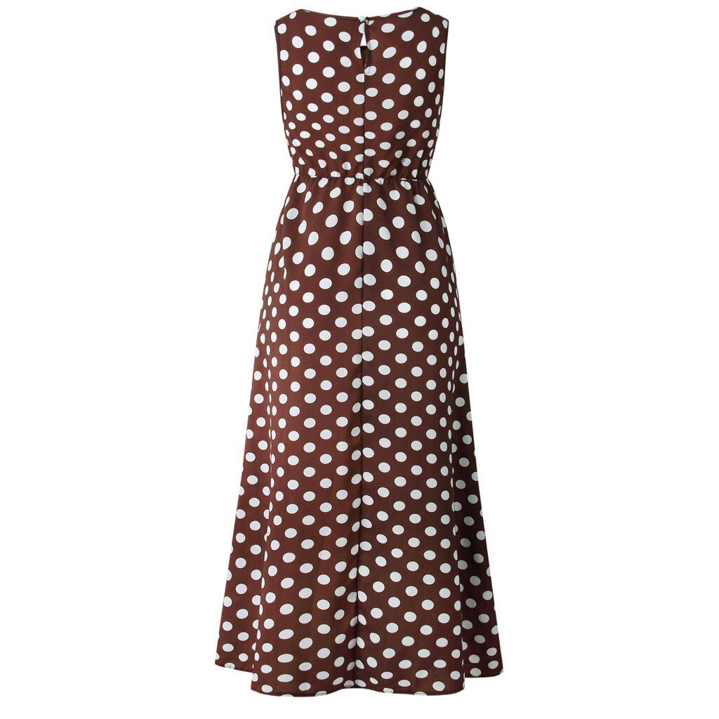 Elise Robe Maxi Femme – Imprimé Pois Unique, Tissu de Qualité & Coupe Flottante
