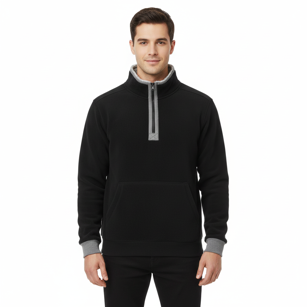 Marky Pull Zippé Homme – Sweat Demi-Zip Doublé Fleece avec Col Montant & Coupe Décontractée