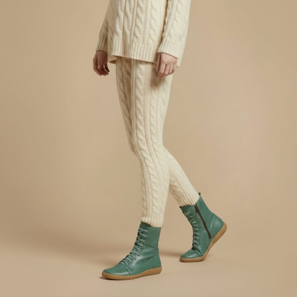 Cizme Melly Mi-Mollet pentru Femei – Cizme Retro cu Șireturi, Închidere cu Fermoar și Talpă Joasă