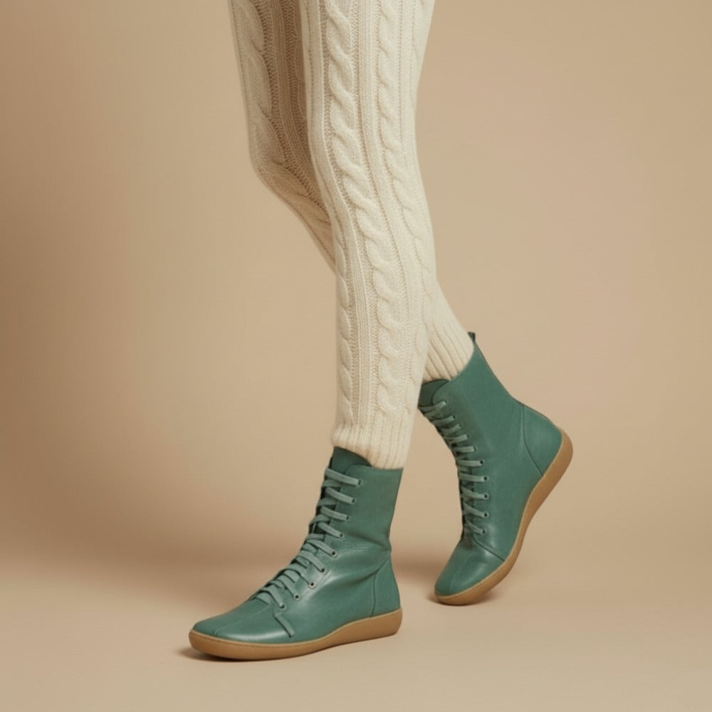 Cizme Melly Mi-Mollet pentru Femei – Cizme Retro cu Șireturi, Închidere cu Fermoar și Talpă Joasă