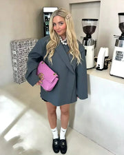 Blazer Morgan Oversize Donna – Giacca Chic Lunga con Rever Strutturato e Taglio Casual