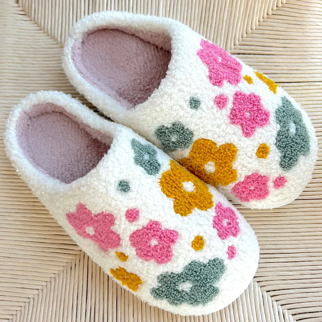 Valentina Women's Slippers with Floral Pattern – Soft and Warm Indoor Slippers for Cozy Winter Comfort