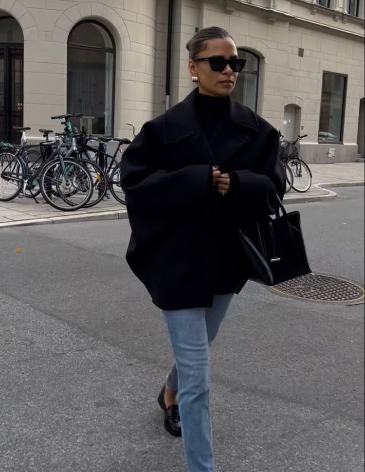 Amélie Femme Manteau Oversize – Élégant Manteau en Laine Doux & Tendance pour Hiver