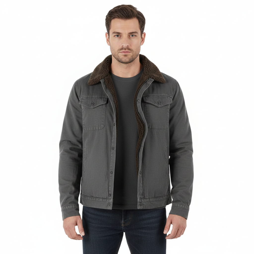 Morgan Veste Invernale Uomo – Shirtjack Foderato in Pile con Tasche e Bottoni a Pressione
