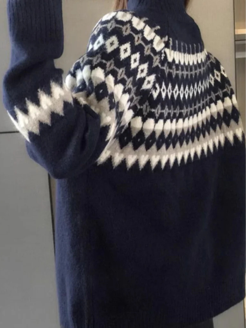 Keith Pull Fair Isle Damski Oversize – Ciepły Sweter z Klasycznym Nordyckim Wzorem