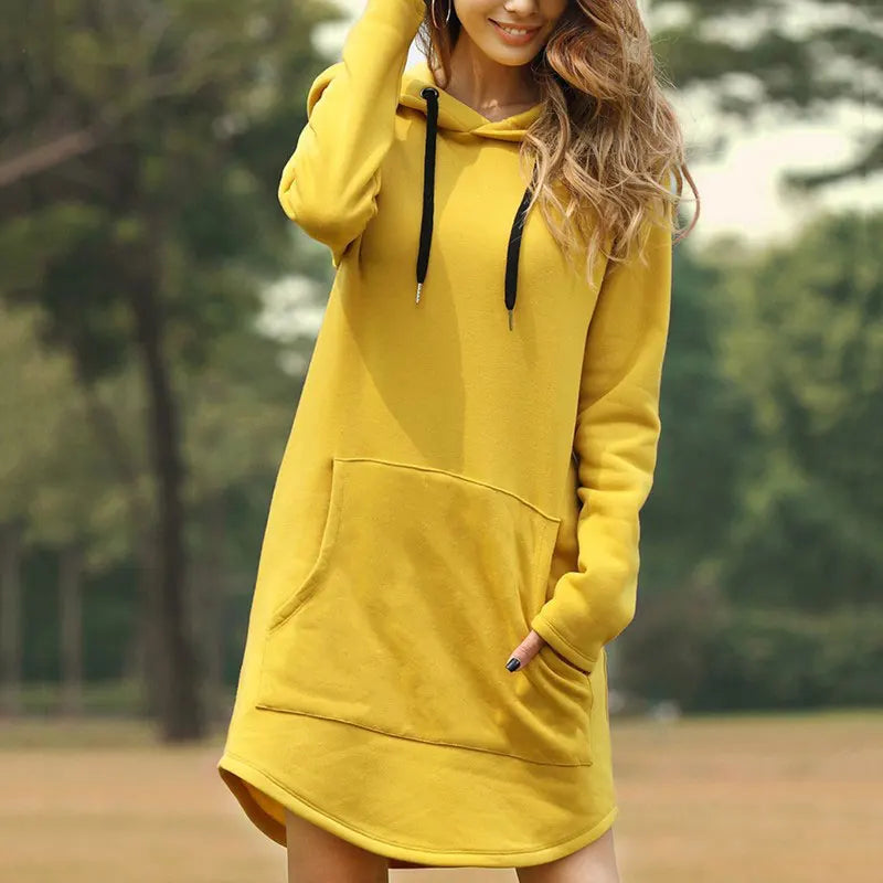 Jezza Robe Sweat Femme à Capuche – Robe Décontractée Oversize Confort & Chaleur