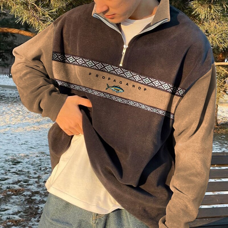 John Pull Zippé Homme – Pull Rétro Élégant avec Coupe Confortable & Style Automne-Hiver