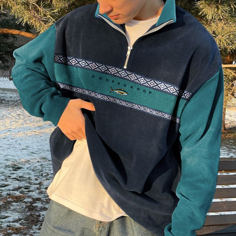 John Pull Zippé Homme – Pull Rétro Élégant avec Coupe Confortable & Style Automne-Hiver
