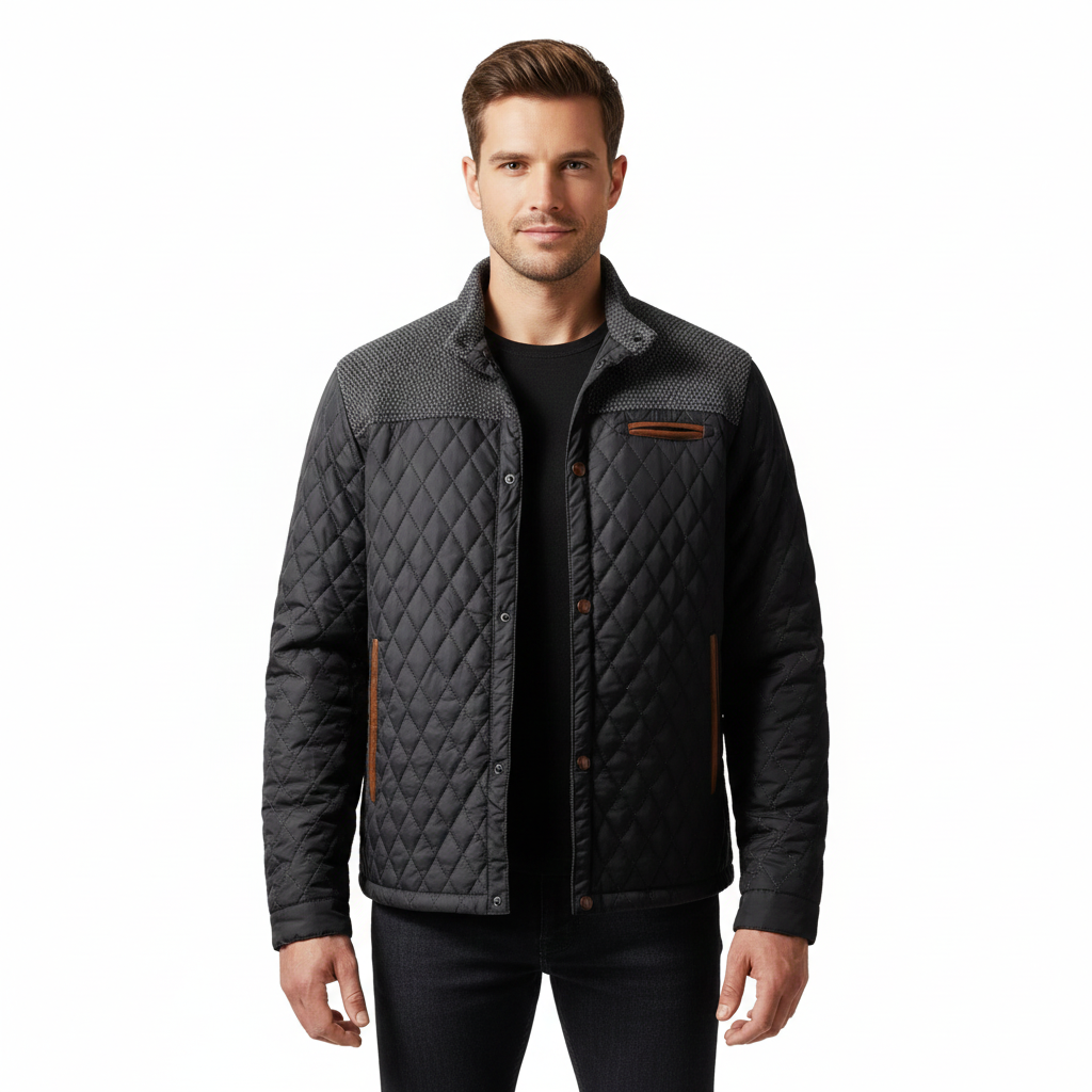 Jude Veste Matelassée Homme – Manteau Léger et Chaud avec Empiècements Contrastés aux Épaules