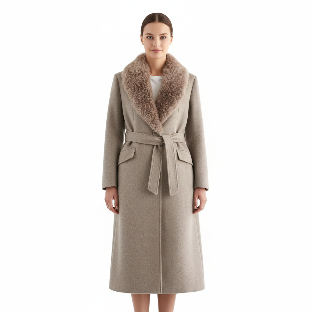 June Manteau Femme Hiver – Col en Fausse Fourrure, Ceinture Ajustable & Chaleur Élégante