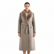 June Women's Winter Coat – Faux Fur Collar, Adjustable Belt & Elegant Warmth