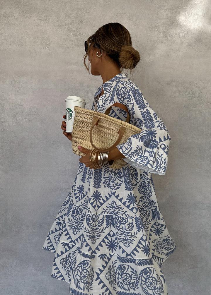 Vestido largo Anastasia para mujer: vestido bohemio de verano con escote en V y estampado floral vaporoso.