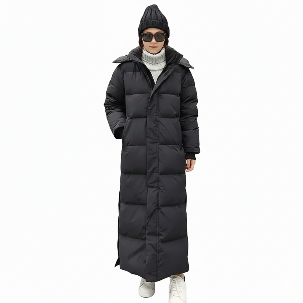 Kaliyah Abrigo Largo para Mujer Invierno – Acolchado Caliente, Capucha Desmontable y Estilo Moderno