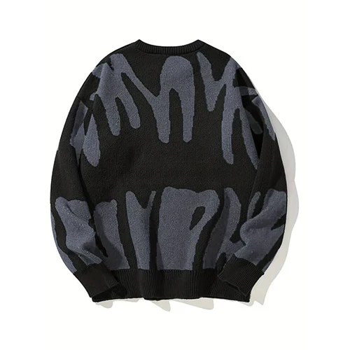 Maglione da donna Monica - Grafica in bianco e nero, motivo astratto in stile moderno