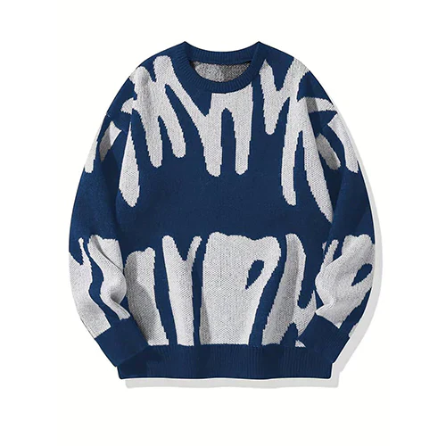 Monica Pull Femme – Graphique Noir & Blanc, Motif Abstrait au Style Moderne