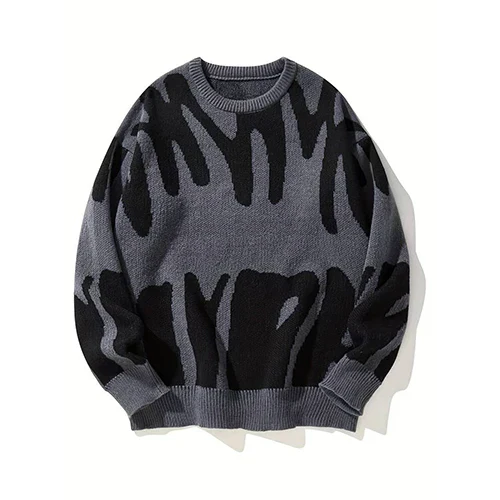Monica Pull Femme – Graphique Noir & Blanc, Motif Abstrait au Style Moderne