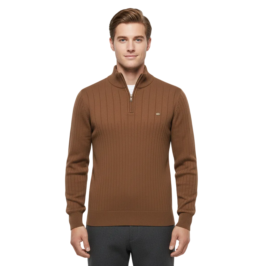 Kasper Maglione Uomo Mezza Cerniera Coste – Maglione Confortevole ed Elegante dal Design Senza Tempo