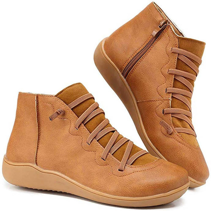 Liam Men's Leather Ankle Boots – Comfortable and Stylish with Geometric Laces and Zipper Closure